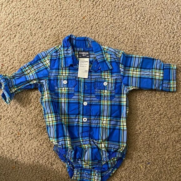 Infant Plaid OshKosh Onesie Outfit - Picture 1 of 3